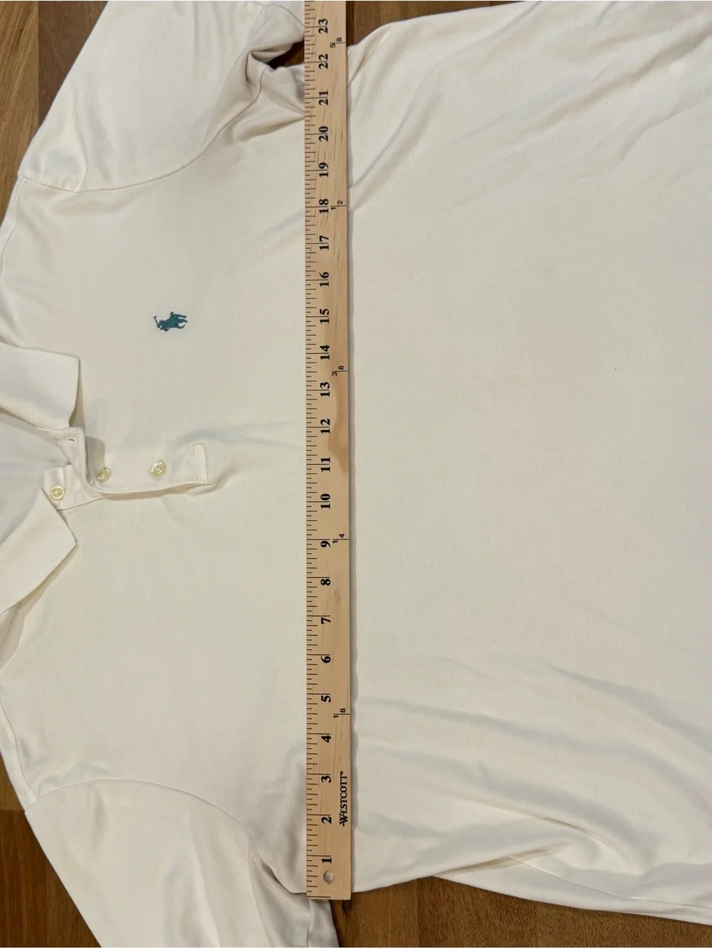 Ralph Lauren White Polo with Teal Logo Size L